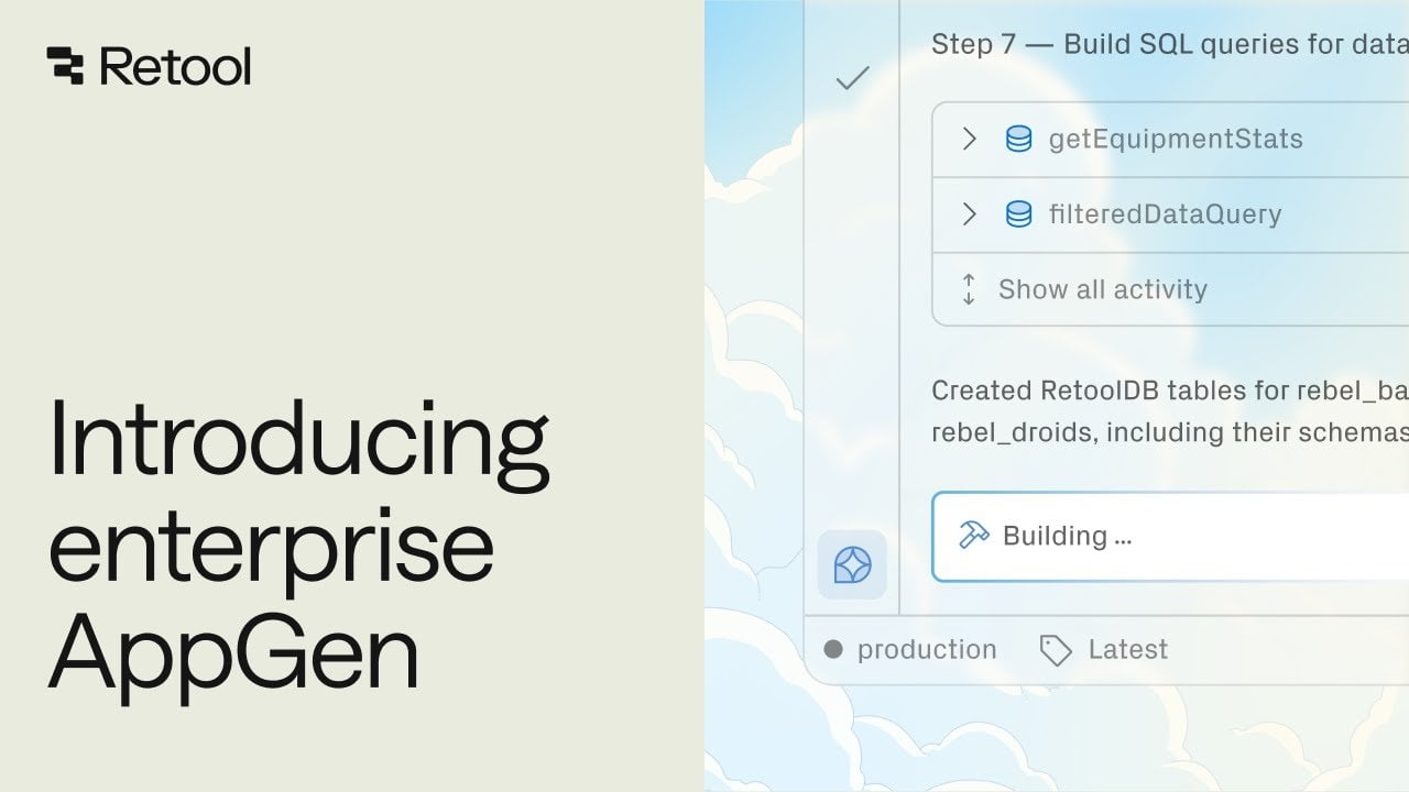 Introducing Enterprise AppGen: AI-Assisted Development from Retool