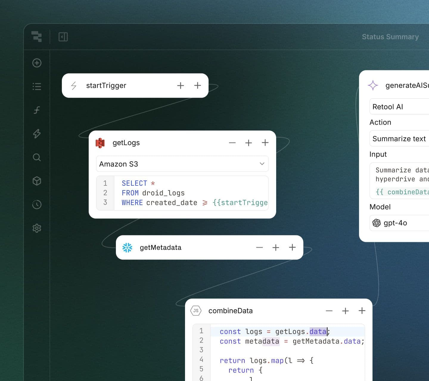Screenshot of Retool Workflow UI