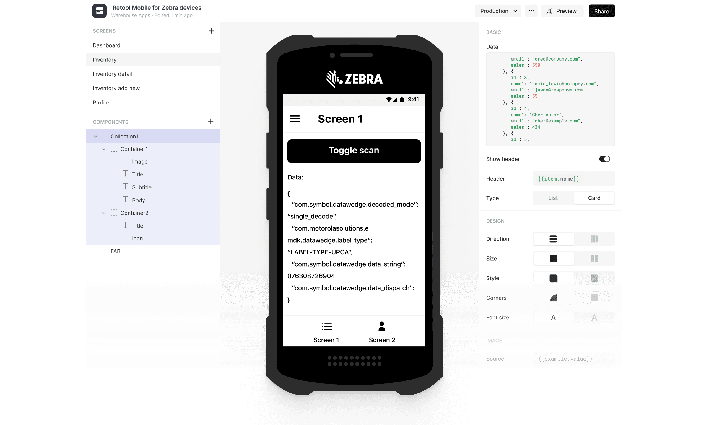 Retool Mobile for Zebra Devices